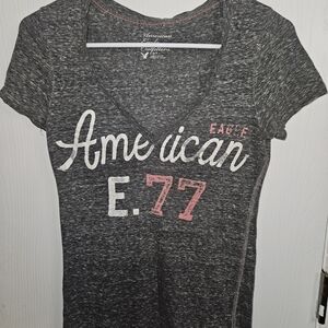 American Eagle Outfitters Gray V-Neck Women's Top